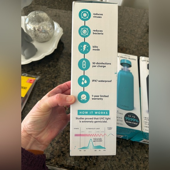 UVBrite Self-Cleaning and Water-Purifying Bottle 18.6 Oz New In Box Black - Picture 11 of 12